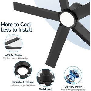Moderno Ventilatore da Soffitto LED da 44 Pollici con Braccio di Estensione da 9 Pollici - Product Image 2