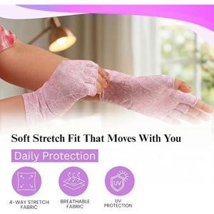 Vente en gros de gants de compression personnalisés roses à motif cachemire, sans doigts, pour soulager les douleurs articulaires, en tissu hautement extensible et respirant, pour l'extérieur - Product Image 2