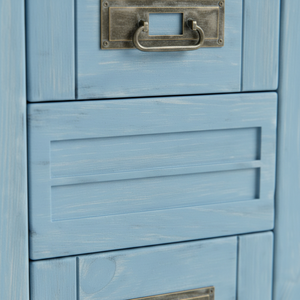 Table basse moderne PKP avec 2 tiroirs, bois d'hévéa blanc, MDF, meubles de salon, durable, garantie 1 an, bleu - Product Image 6