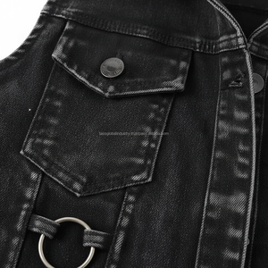 Chaleco Vaquero sin Mangas para Hombre, Negro, Corte Ajustado, Personalizado, OEM, Venta al Por Mayor - Product Image 6
