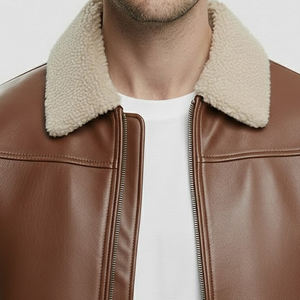 Vestes en cuir véritable pour hommes, en peau d'agneau véritable cirée, noires, à capuche, style bomber, avec capuche amovible, veste d'hiver pour hommes - Product Image 4