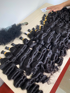 Prix d'usine Nasa Hair Andy Cheveux humains vietnamiens 40cm-90cm 1kg Blond naturel décoloré Super Double Drawn Couleur noire - Product Image 3