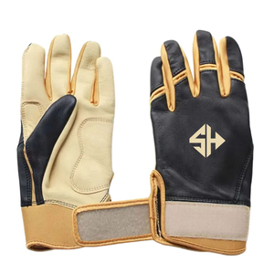 Guantes de Béisbol de Cuero en Oferta, Cierre de Velcro en los Dedos, Excelente Agarre, Color Amarillo Personalizado - Product Image 2
