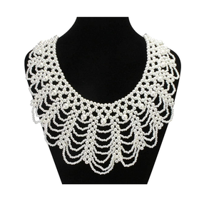 Collar de cuentas de vidrio hecho a mano, collar de perlas con cuentas, gargantilla, collar llamativo para fiestas y bodas a buenos precios - Product Image 1