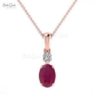 Burma <b>Ruby</b> Gemstone Dangle Pendant 14k Solid Gold Diamond Accent Pendant <b>Necklace</b> Handmade Wedding Pendant Jewelry Supplier - Product Image 3