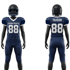Uniforme de football américain pour femmes, jersey et pantalon en maille polyester premium 180 GSM, bleu marine et blanc, logo personnalisé, nom, numéro, vêtements d'équipe - Product Image 1