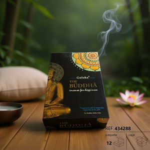 Goloka The Buddha Incenso in Bastoncini, Confezione da 12, per Felicità, Aromaterapia, Uso Religioso, Incenso Indiano - Product Image 3