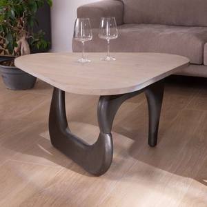 Vandana Golden Origin Coffee <b>table</b> in <b>solid</b> mango <b>wood</b> with a triangular <b>top</b>, Pop Vintage style - Product Image 1