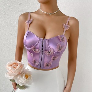 Corset gainant en similicuir violet avec dentelle, contrôle moyen de la silhouette, effet ventre plat, respirant, fermeture à agrafes, pour usage quotidien féminin - Product Image 2