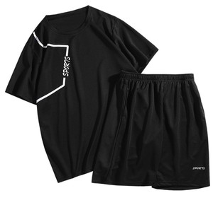 Ensembles de vêtements de sport pour hommes, automne, décontractés, t-shirts coupe-vent respirants à col montant, motif uni, 100% coton - Product Image 5