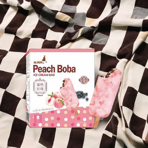 Taiwan meilleure saveur de fruits Gelato crème glacée bio pêche Boba boîte de barre de crème glacée 4PK - Product Image 2