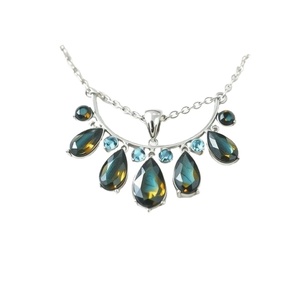Vente en gros de collier de Labradorite bleue en forme de goutte d'eau tendance chaîne en or 18 carats avec placage rhodium bijoux de fête - Product Image 1