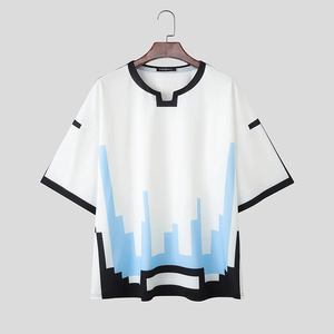 New Designs Men's Oversized Knitted T-Shirt 100% Cotton Short Sleeve Crew Neck Print Tee Casual Streetwear OEM ODM Manufacturer - Product Image 2
