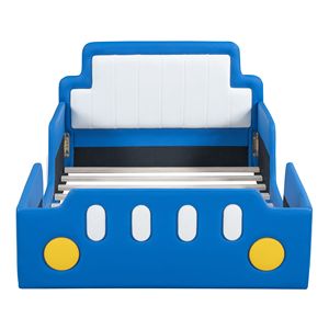 Letto a piattaforma a forma di auto da corsa blu, misura twin, con ruote - Mobili divertenti per bambini - Product Image 4