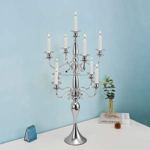 Bougeoir en argent à 8 bras personnalisable de la meilleure qualité avec cristaux pour décorations de maison de mariage et de fête - Product Image 3