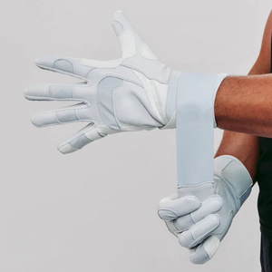 SAAR INDUSTRIES Men's White Cabretta Leather Ambidextrous Baseball Batting Gloves <b>Hook</b> Loop Closure Training Competitive <b>Games</b> - Product Image 4
