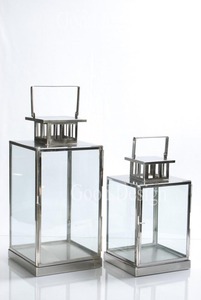 Bougeoir en fer forgé fait main au design élégant, avec couvercle en verre, pour décoration de Noël, de mariage et d'intérieur, éclairage au sol en métal - Product Image 2