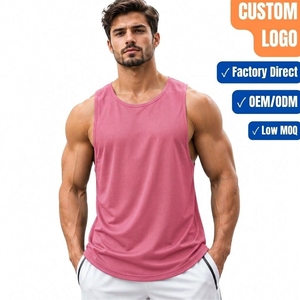 Débardeur rose pour homme avec logo personnalisé, vente en gros directe d'usine - Product Image 1