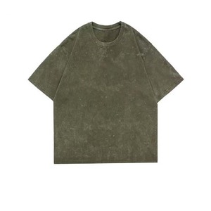 OEM Low MOQ Wholesale Men's Cotton Vintage Acid Wash T Shirts Casual Blank Oversized O Neck Tee Plus Size High Street Man Shirts - Product Image 1