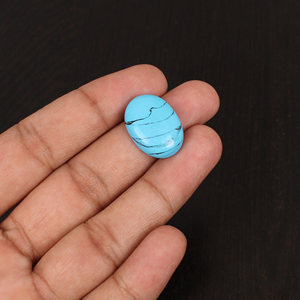 Pierre précieuse turquoise synthétique bleue ovale cabochon 11 carats 21x16 mm pierre non montée pour la fabrication de bijoux - Product Image 2