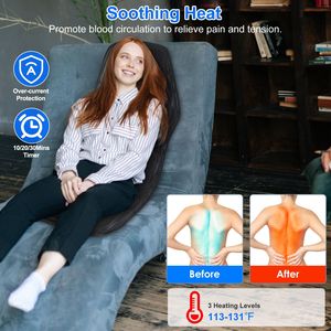 Coussin de massage multifonctionnel pour la maison, le bureau et la voiture, avec chaleur, masseur dorsal précis, vibrations et minuterie, matelas de massage - Product Image 5