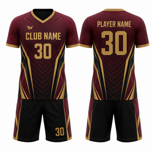 Maillot de volley-ball unisexe personnalisé MEGAMAPLE, léger, durable, respirant, imprimé par sublimation en polyester, couleur marron, noir, or - Product Image 1