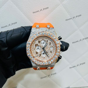 นาฬิกาฮิปฮอปอัตโนมัติประดับเพชรโมอิสซาไนต์แบบเต็มหน้าปัด ดีไซน์หรูหราสำหรับทุกเพศ ตัวเรือนสแตนเลสสตีล สายแบบหัวเข็มขัด - Product Image 1