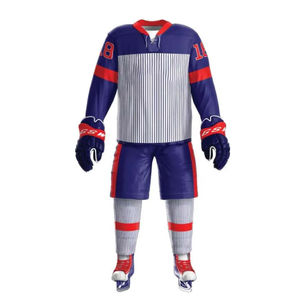 Uniforme de hockey sobre hielo de talla grande con sublimación digital, camisetas de manga larga y pantalones cortos en venta - Product Image 1