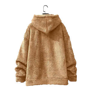 Sweat-shirt à capuche en molleton noir pour homme, épais et chaud pour l'hiver, couleur unie, manches longues, anti-boulochage, en polyester - Product Image 5