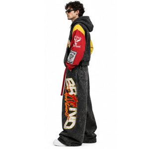 Brand Product Hooded Tracksuit Full Length Loose Fit Streetwear Style Sublimation Print Drawstring Waist Side Pocket Autumn Wear - Product Image 3