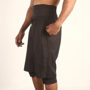 Wholesale Premium Islamic Modest Awrah Shorts Men Double <b>Layer</b> High Waist Solid Vintage Breathable Eco-Friendly Board Shorts - Product Image 3