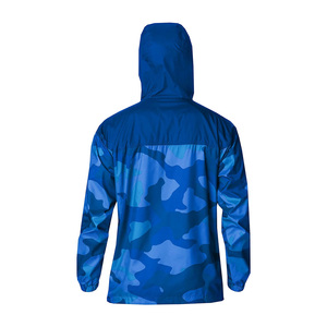 Wholesale Men's Blue Camouflage Print Hooded Waterproof Windbreaker <b>Jacket</b> Zip Front Outdoor Wear Regular Fit 100% Polyester - Product Image 4