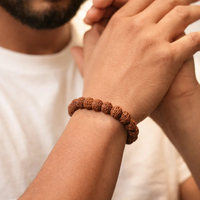 Pulsera Unisex de Rudraksha Panchmukhi Natural Certificada por Laboratorio, para Meditación, Inspiración y Crecimiento Espiritual, Venta al Por Mayor