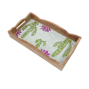 Plateau de service et de rangement en bois imprimé émail, plateau de petit-déjeuner moderne en MDF, plateau de service pour thé, café et nourriture, pour la maison, les cafés, la décoration de table - Product Image 2