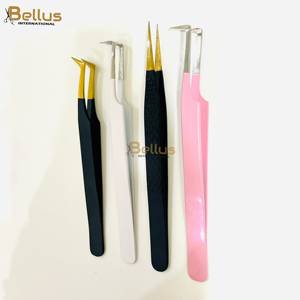 Pince à épiler Bellus International multicolore à pointe en fibre pour cils, étui 45 90, en acier inoxydable, antistatique, durable, prise en main parfaite - Product Image 1
