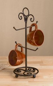 Wood Mug <b>Tree</b> <b>Stand</b> Coffee Cups Heavy Duty Mug Holder Rack Freestanding Countertop Cup Organizer Protective Feet Shabby Chic - Product Image 3
