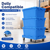 Boîte de rangement empilable et emboîtable UGET en PP avec couvercle intégré, bac de transport en plastique pour entrepôt et logistique