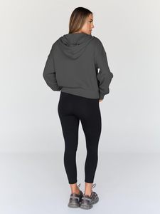 Veste de survêtement courte personnalisée pour femme, entièrement zippée, en coton French Terry, style athlétique streetwear, OEM ODM, vente en gros - Product Image 3
