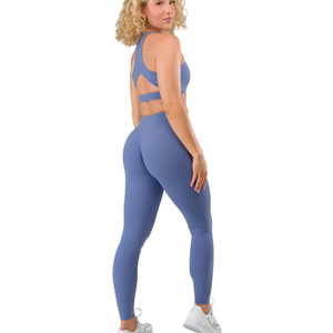 Women Mid Rise Wrap Leggings Bluebonnet High Stretch Yoga Workout Gym Fitness <b>Tummy</b> <b>Control</b> Seamless Activewear Pants Daily Wear - Product Image 3