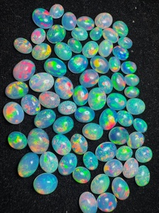 Opale de feu blanche naturelle Welo d'Éthiopie, lot de cabochons de qualité AAA, taille ovale, pierres précieuses calibrées 8x6mm, certifiées par un tiers - Product Image 2