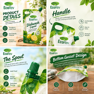 ถุงซิปล็อคกันความชื้น EcoRev เกรดอาหาร ผลิตจากวัสดุเคลือบ PE สำหรับบรรจุเครื่องดื่ม พิมพ์ลายดิจิทัล สำหรับน้ำผลไม้ สมูทตี้ และเบอร์รี่รวม - Product Image 4
