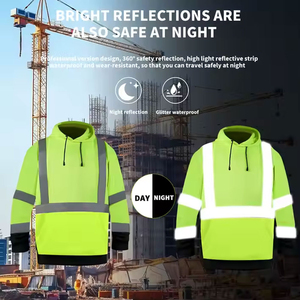 Sudadera de Trabajo de Alta Visibilidad, Ropa de Trabajo de Seguridad Reflectante, Sudadera Cálida de Forro Polar para Trabajadores de la Construcción e Industriales, Personalizable OEM - Product Image 2