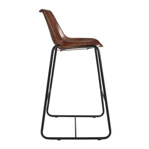 Chaise de bar au design industriel en cuir marron, cadre en métal noir, tabouret de comptoir pliable pour bar à domicile, usage commercial, accoudoirs amovibles - Product Image 4