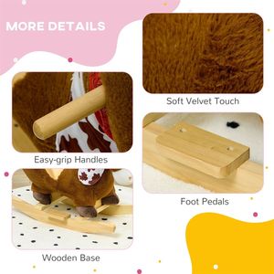 Dondolo in legno a forma di pony con suono, ispirato a un pony con sciarpa, giocattolo cavalcabile per bambini - Product Image 6