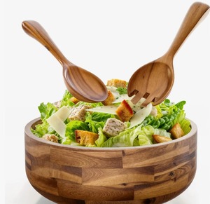 Round Wooden Salad Bowl Decorative Fruit and Serving Bowl for Home <b>Kitchen</b> Tableware At Wholesale Price - Product Image 3