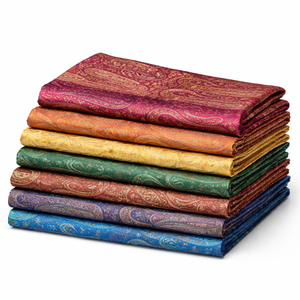 Tissu en soie peignée brocart écologique de qualité supérieure, motif floral jacquard Paisley, pour saris, robes et tissus d'ameublement pour filles - Product Image 1