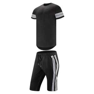 Ensemble de survêtement unisexe pour hommes, t-shirt uni de haute qualité, shorts décontractés, ensembles courts à séchage rapide, été, thermique, 100% coton - Product Image 5