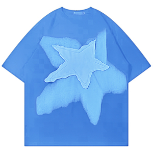 เสื้อยืดครอปทรงหลวมโอเวอร์ไซส์สำหรับผู้ชาย สไตล์วินเทจ สีขาวฟอกยีนส์ แต่งแพทช์ปักลาย  ผ้าฝ้าย 100% น้ำหนัก 300 กรัม - Product Image 6