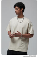 T-shirt Homme Col Rond Manches Courtes Coupe Oversize Anti-boulochage 100% Coton Tissé 300 GSM avec Logo Personnalisé et Épaules Tombantes