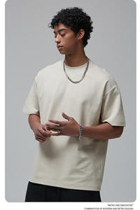 Custom Logo High Quality 260 GSM Heavy <b>Weight</b> Box Fit 100% Cotton Drop Shoulder Oversized Cropped Boxy T Shirts for Men - Product Image 2